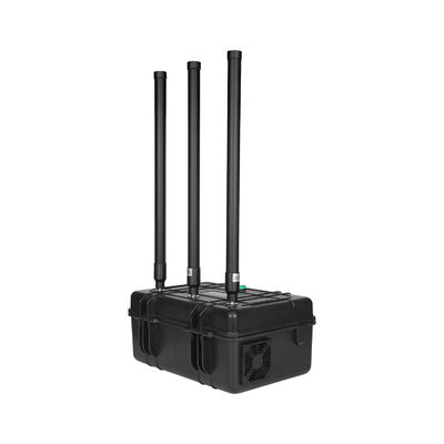 3 antennas 150W powerful briefcase design signal jammer blocks 2400-2500MHz,850-950MHz, 5725-5850MHz etc,. customizable signals, with a coverage range of up to 150 meters.