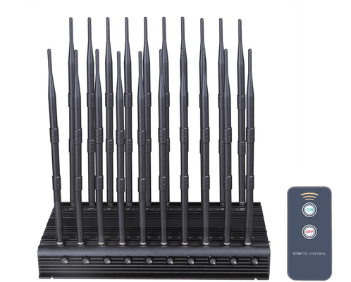 Multifunctional 20 antennas jammer shielding all 2G 3G 4G 5G WIFI GPS RF LOJACK VHF UHF signals with Remote Control